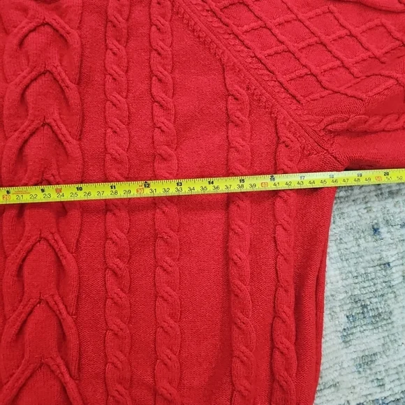 Tahari Women's Cable Knit Red‎ Sweater Size Large - Picture 7 of 7